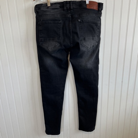 Zara Premium Jeans Women Sz 34 Charcoal Wash Skinny Stretch Distressed Denim - Picture 4 of 9